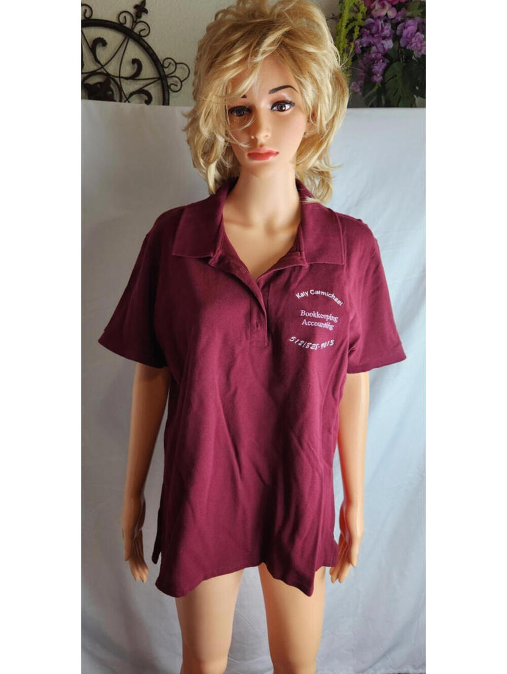 Jerzees, polo, ladies, 2XL, maroon.4 button w/logo